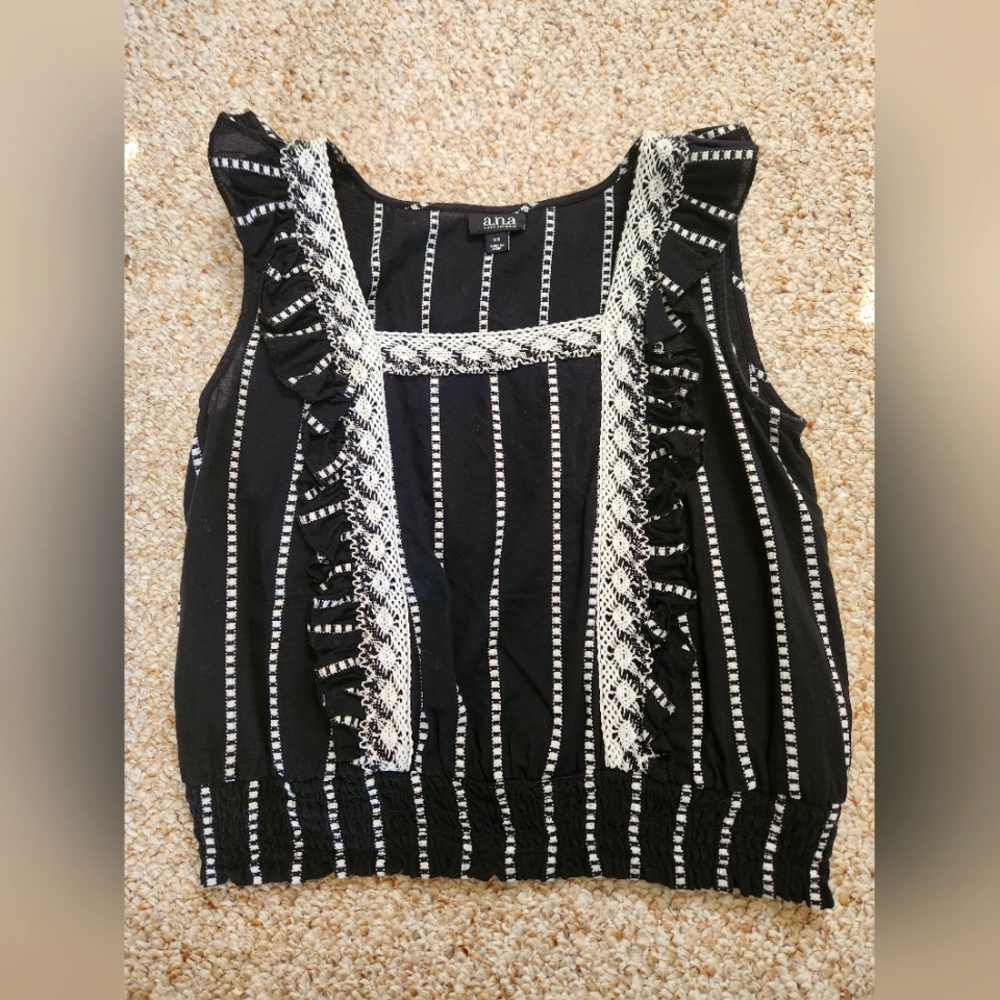 Black And White Ruffled Top